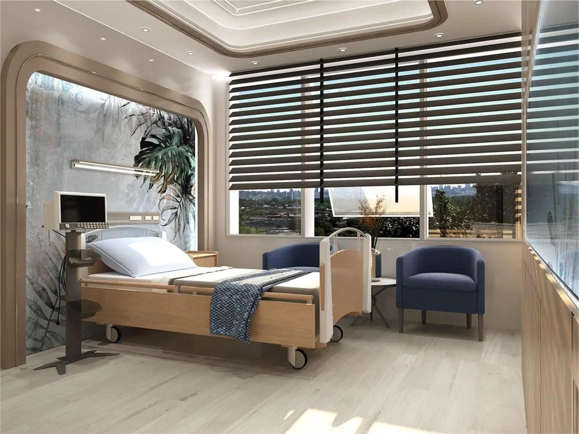 Phối cảnh phòng hồi sức phong cách nghỉ dưỡng 5 sao tại bệnh viện Sunshine Hospital